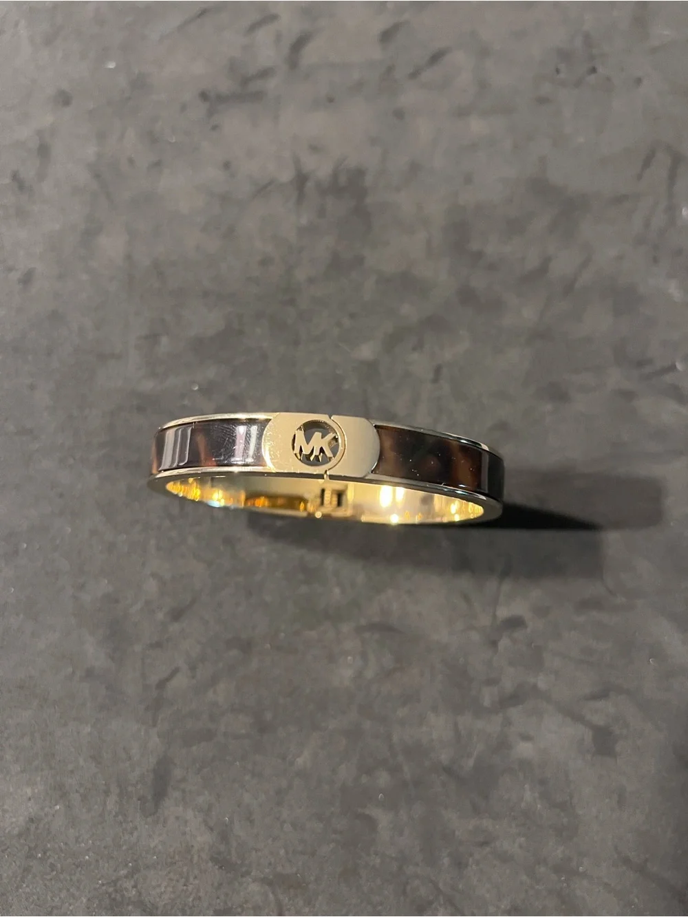 Michael Kors Gold-Tone Tortoise Logo Hinge Bangle Bracelet